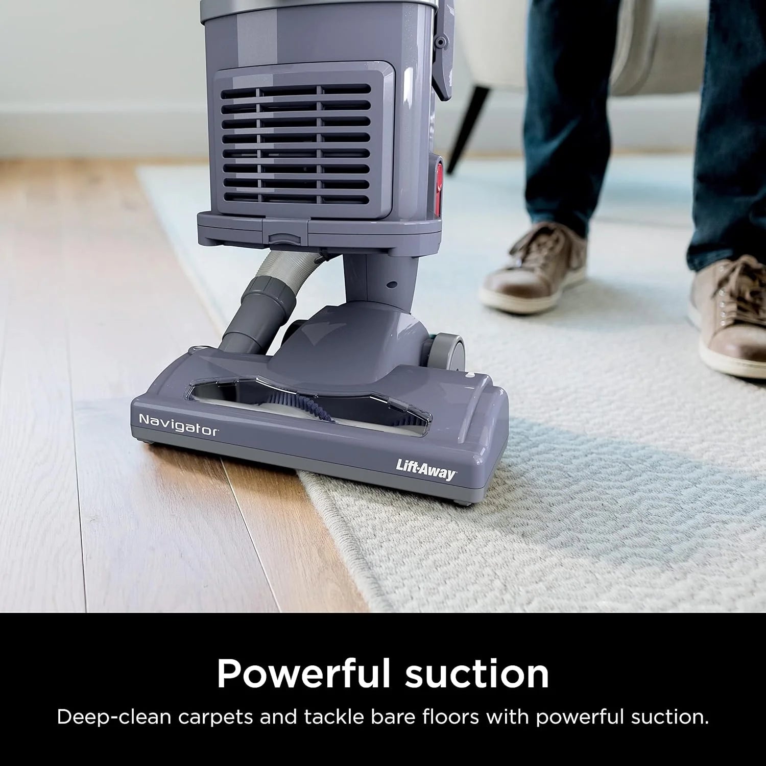 Upright Vacuum Navigator Lift-Away Deluxe with Large Dust Cup Capacity HEPA Filter Swivel Steering Upholstery Tool & Crevice Tool