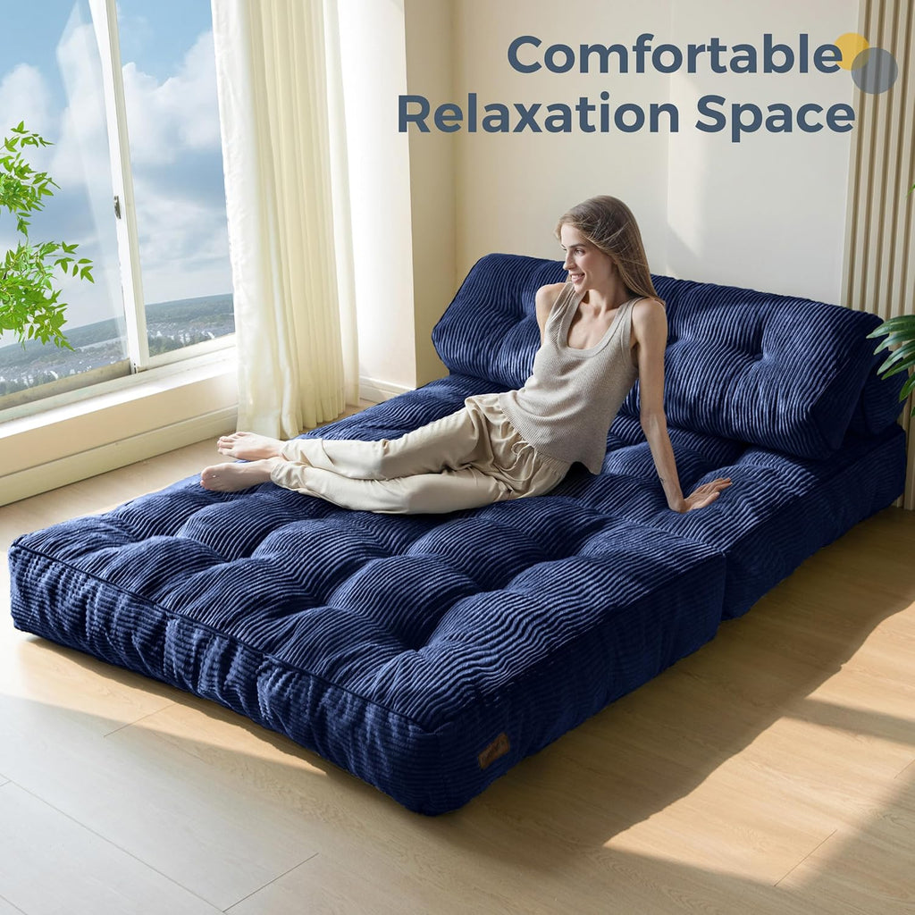 MAXYOYO Folding Sofa Bed Convertible Sleeper Chair with Pillow Foldable Mattress with Back Support