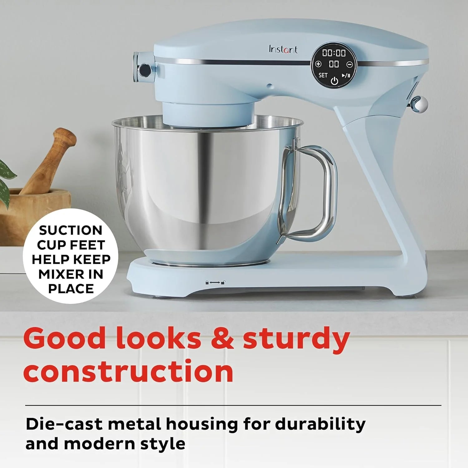 Instant Pot Instant Stand Mixer Pro 600W 10-Speed Electric Mixer with Digital Interface,7.4-Qt Stainless Steel Bowl,Dishwasher Safe Whisk,Dough Hook and Mixing Paddle