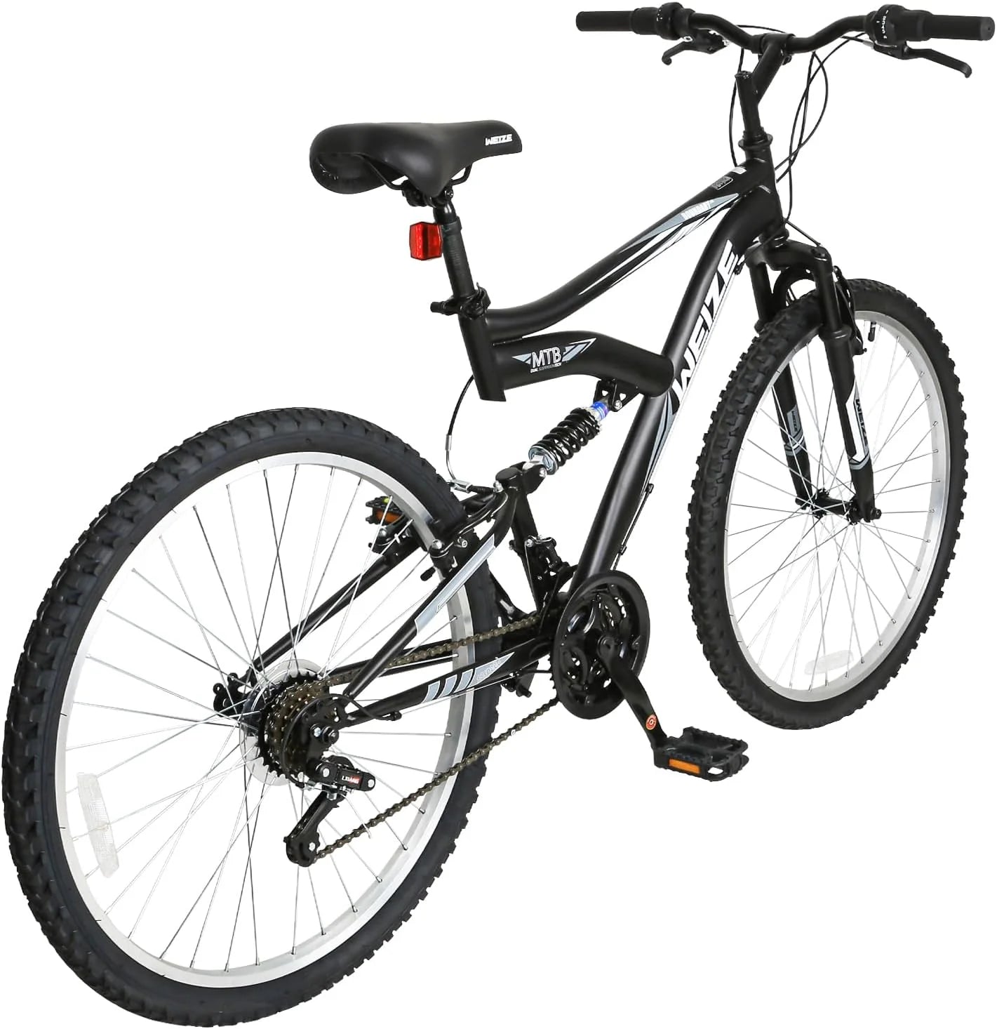 WEIZE Mountain Bike, 26 27.5 inch Outdoor Hybrid Bikes,18-Speed/High-Carbon Steel/Dual Full Suspension, Adjustable Ergonomic Seat for Men Women Adult, MTB Bicycle with Suspension Fork,Sleek Colors