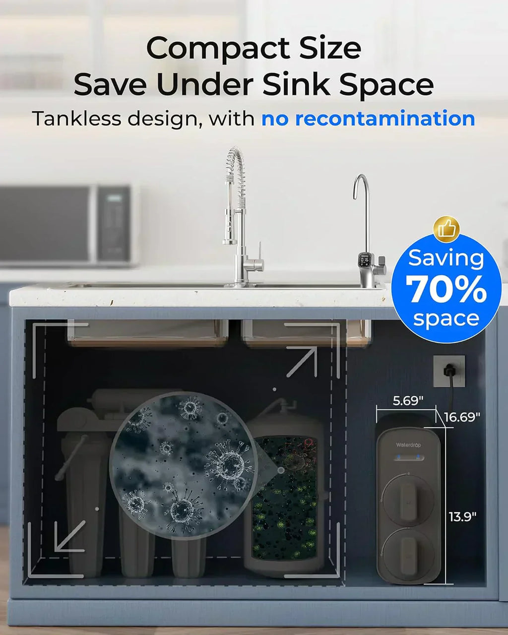WaterDrop G5P700 reverse osmosis water filter 700G fast flow reverse osmosis system