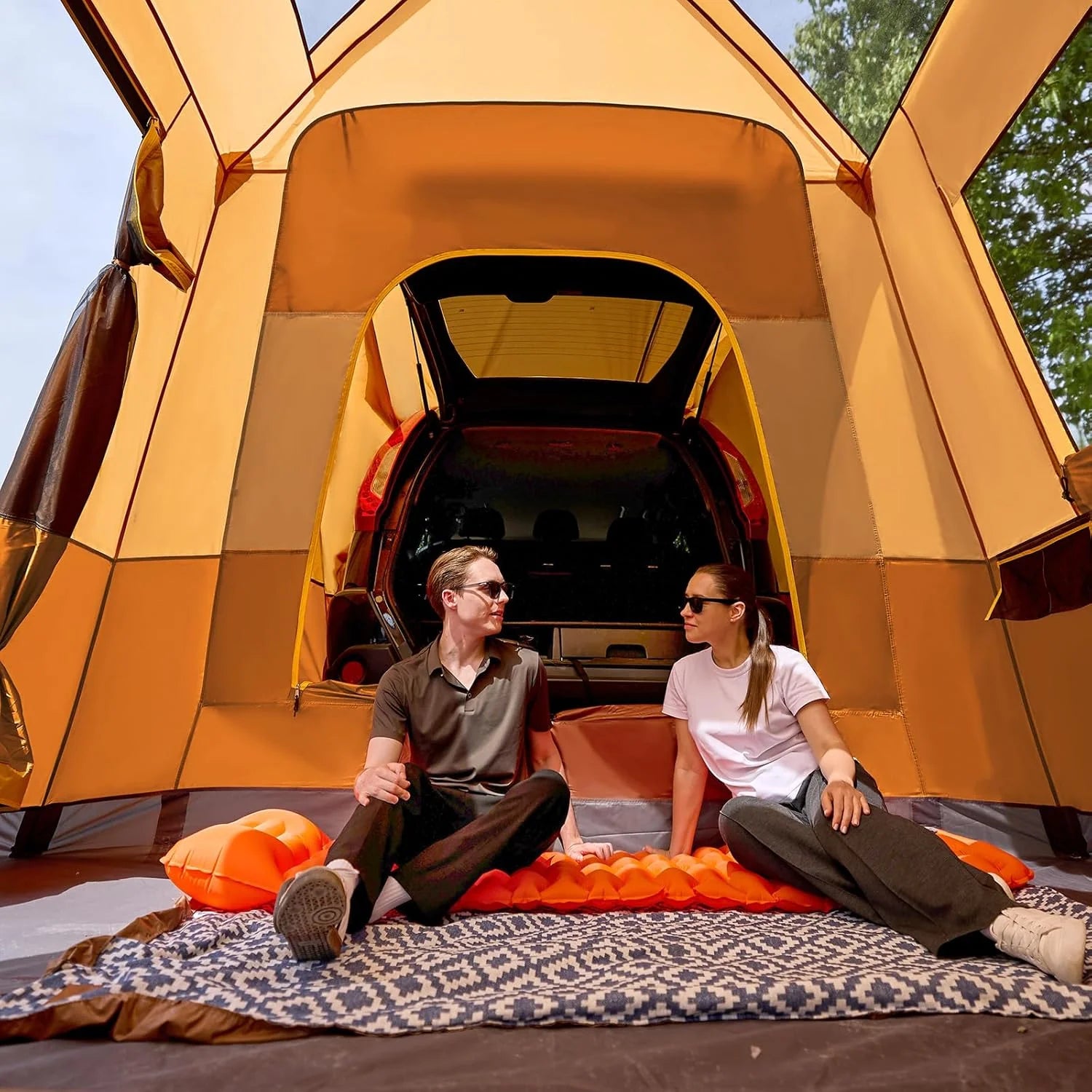 TIMBER RIDGE 5-9 Person SUV Tent with Screen Porch and Awning for Family Camping, Weather Resistant and Portable Van or Car Tent, Includes Rainfly and Storage Bag, 13' W X 10' L X 7.1' H