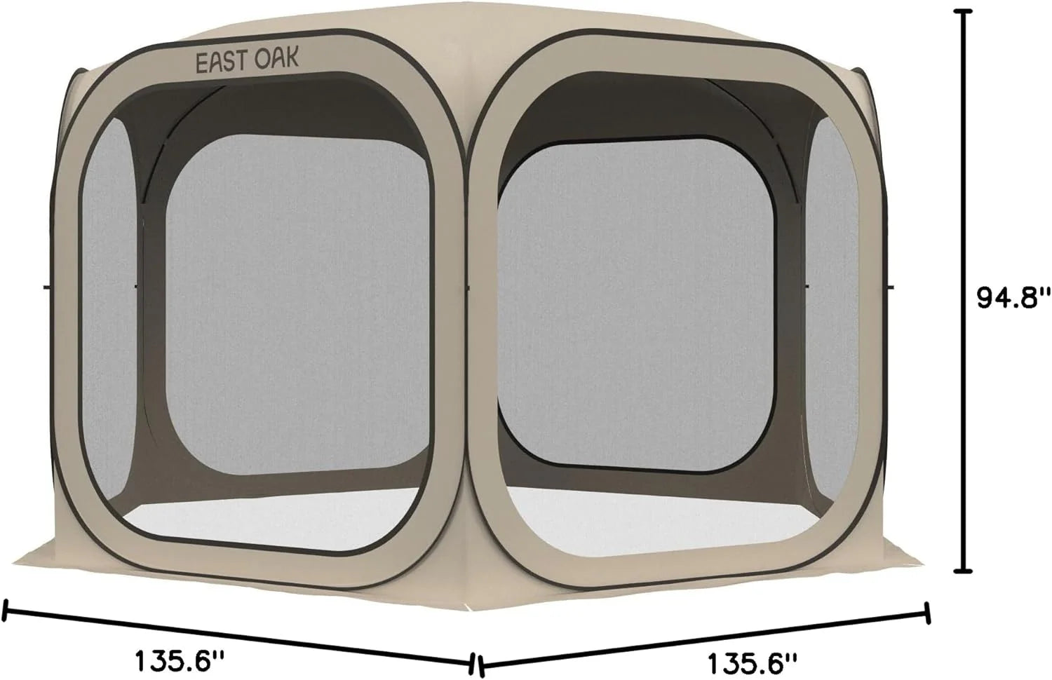 EAST OAK Screen House Tent Pop-Up, Portable Screen Room Canopy Instant Screen Tent 10 x 10 FT with Carry Bag for Patio, Backyard, Deck & Outdoor Activities, Beige