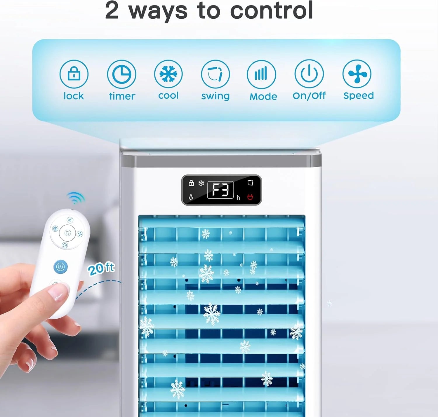 Windowless Portable Air Conditioners, Evaporative Air Cooler w/3 Modes & 3 Speeds, 12H Timer for Smart Auto-off, 2-Gal Tank for 20H Cooling,16FT Remote,No Hose Needed,46db Swamp Cooler