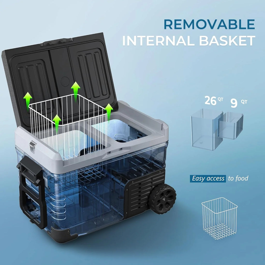 EUHOMY 12 Volt Refrigerator 53QT(50L) Electric Cooler Portable Freezer 12V/24V DC