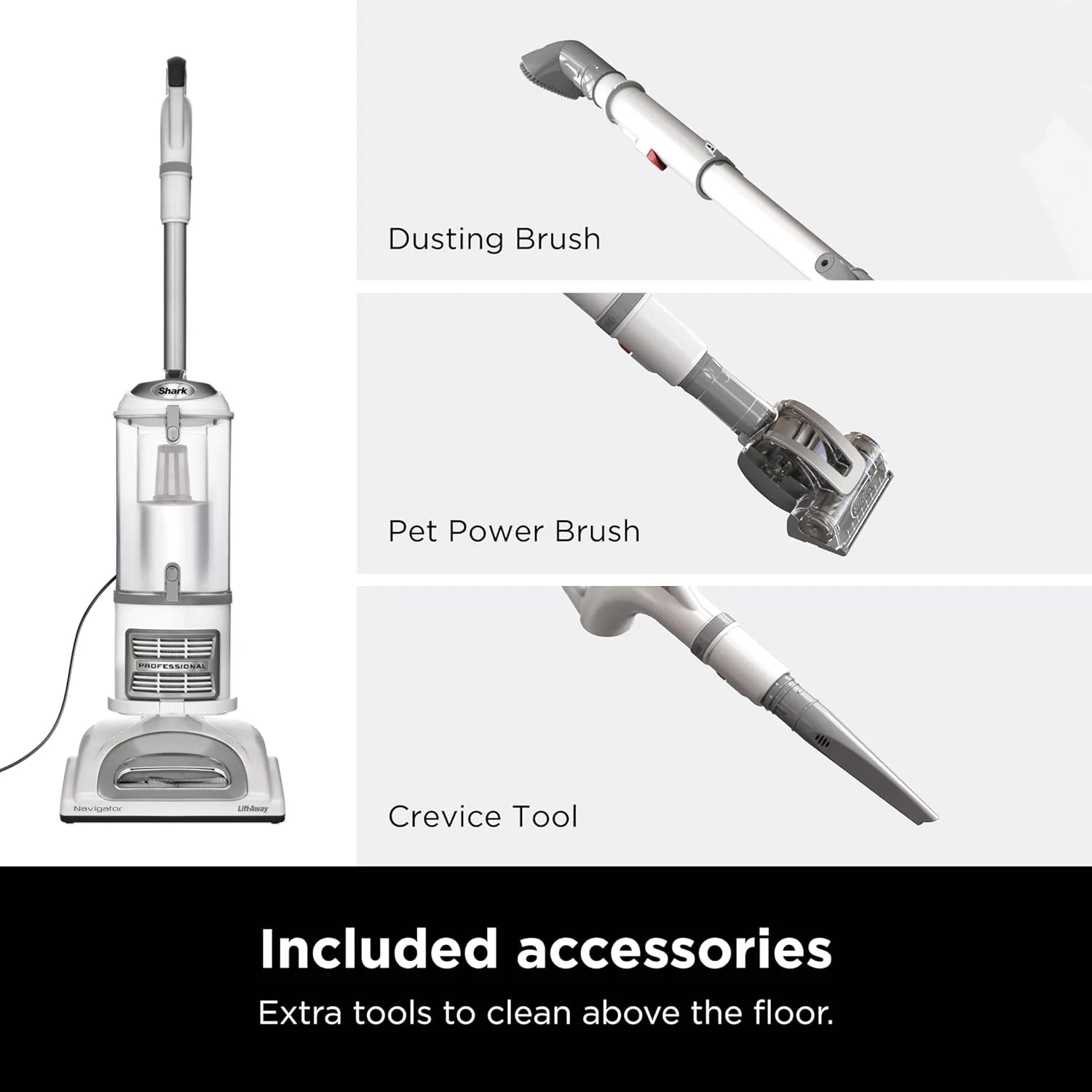 Upright Vacuum Navigator Lift-Away Deluxe with Large Dust Cup Capacity HEPA Filter Swivel Steering Upholstery Tool & Crevice Tool