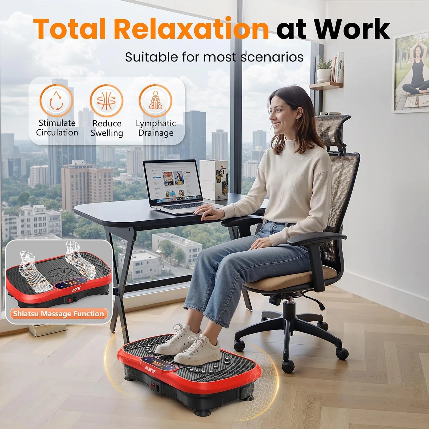 AXV Vibration Plate Fitness Platform Trainer Suitable for men and women to lose weight and burn fat at the gym