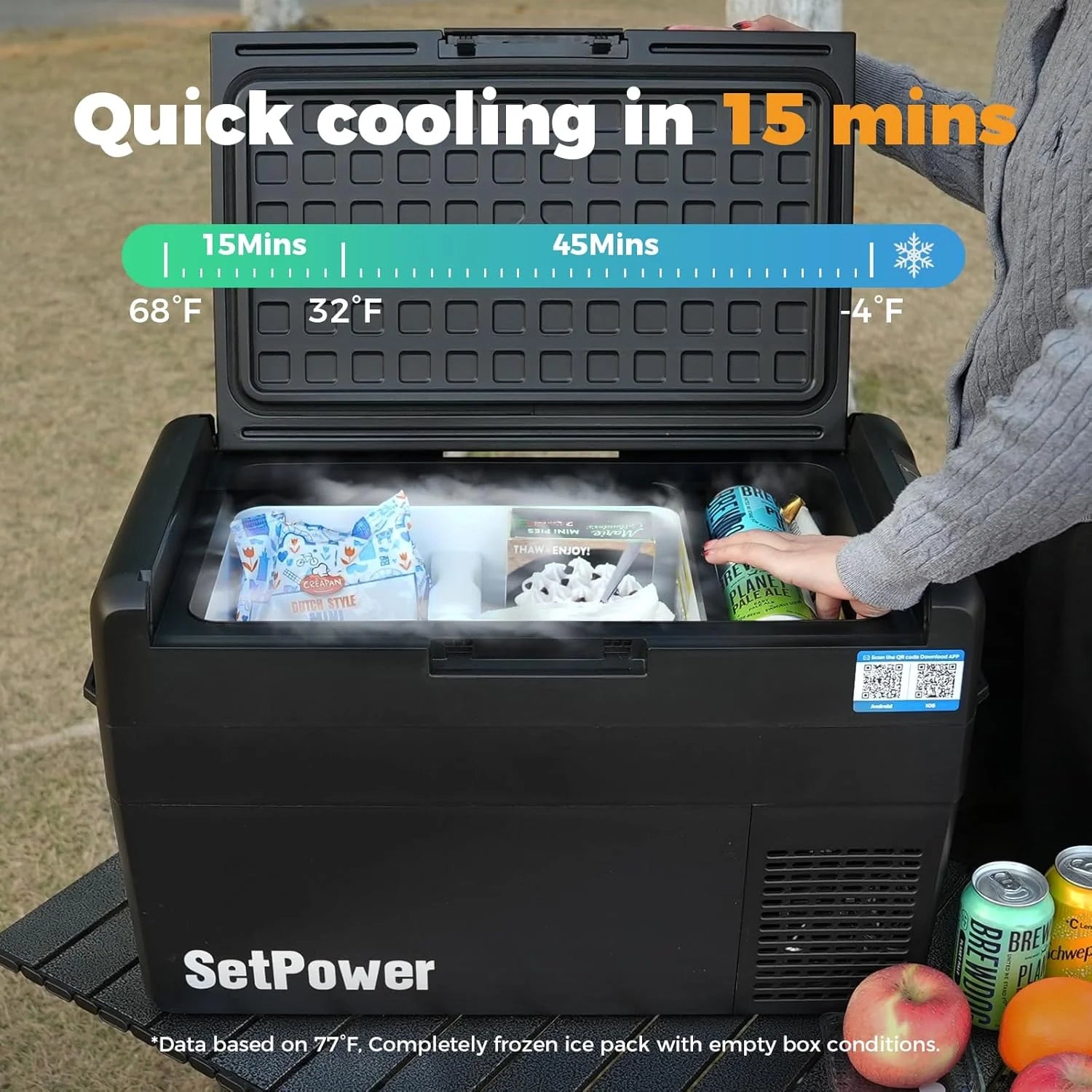 12V Refrigerator 21 Quart Portable Freezer 50 Hours Keep Cool,Electric Cooler for Vehicles Car Refrigerator 12V Portable Fridge for Car Camping Truck Van RV SUV Road Trip Travel RF20